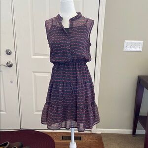 🔥 3/$15 sleeveless silky orange+gray dress w/built in silky cami/slip un…